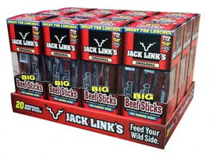 a display of jack link's big beef sticks