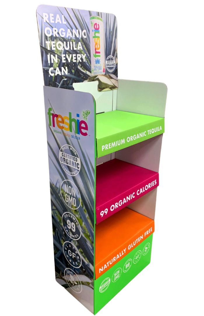 colorful custom 3 shelf retail display