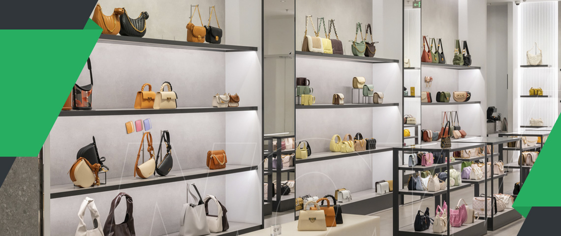 display of purses and accessories