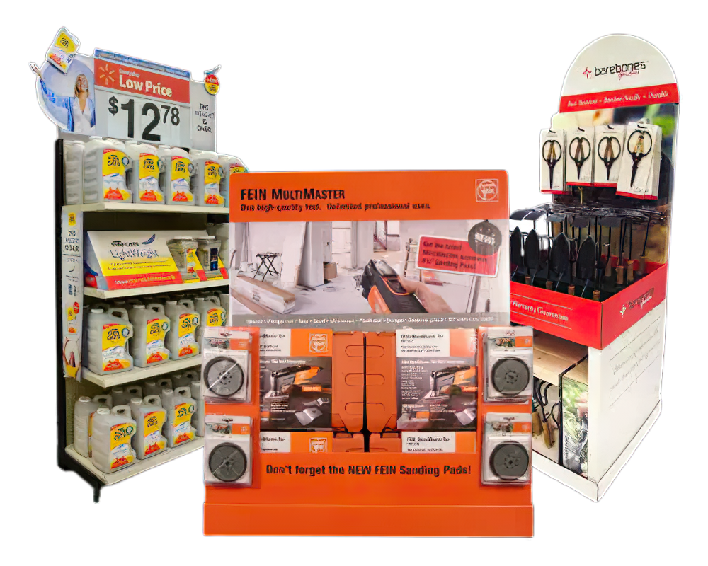 Examples of temporary cardboard endcap displays