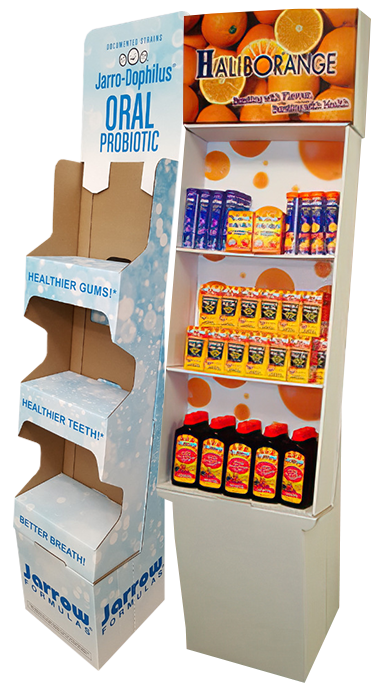 Custom multi-tiered displays for nutritional and health products