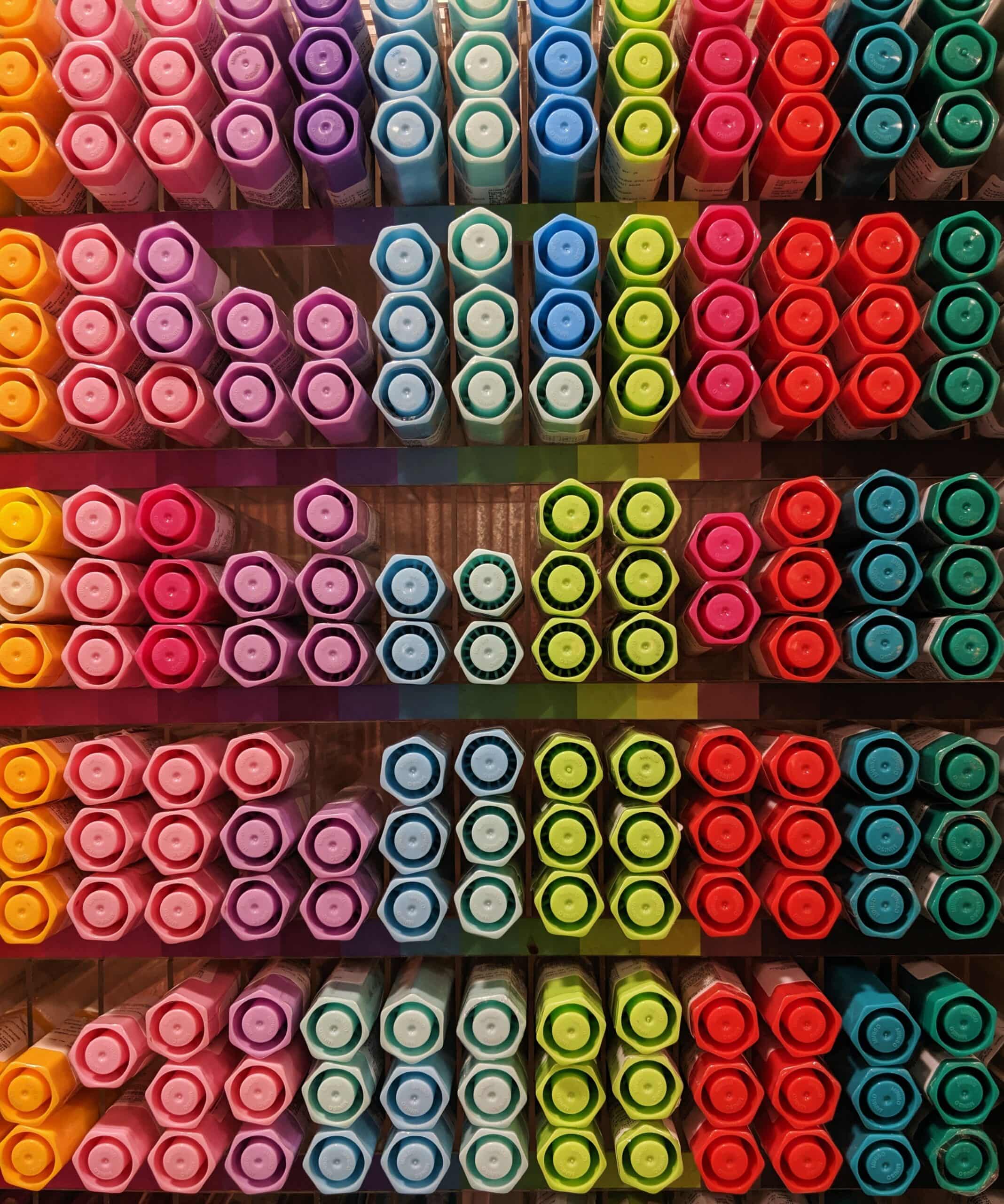 colorful markers in store