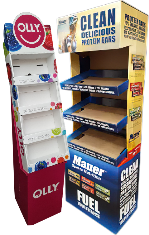 Examples of multi-tiered corrugated display stands