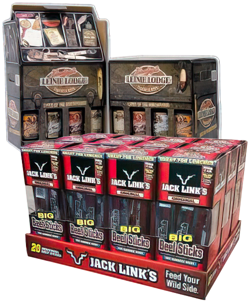 a display of jack link's big beef sticks