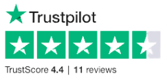a logo for trustpilot with a four and a half star review on it