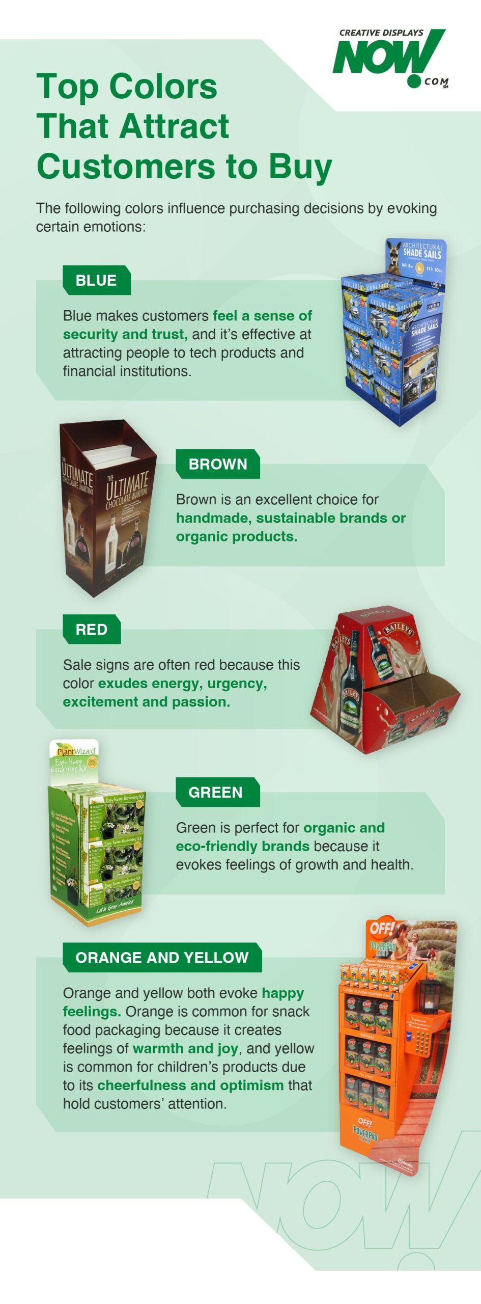Infographic illustrating the top colors that attract customers to buy.