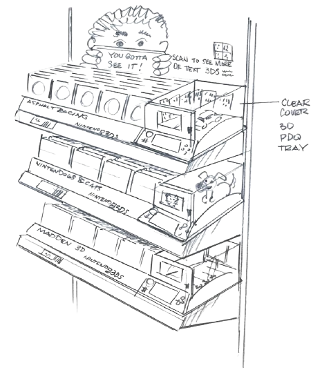 a black and white drawing of a nintendo 3ds display